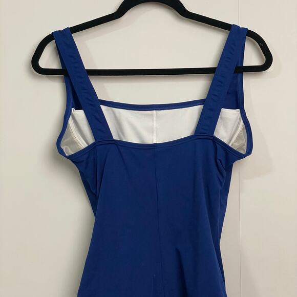 Speedo 12 Endurance one piece swimsuit royal blue ruched solid coconutgirl - Picture 6 of 9